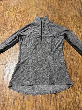 Champion 1/4 Zip Women's Black & Grey Pullover Athletic Long Sleeve Top Size XS